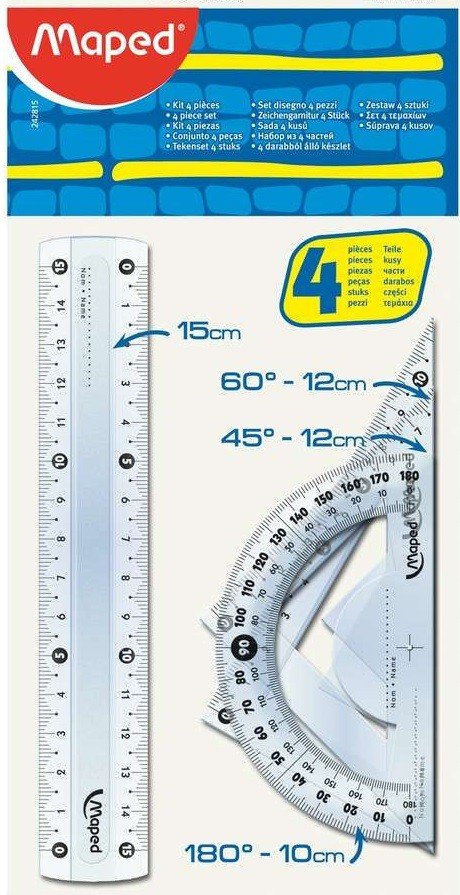 Комплект за чертане Maped – 4 части с линия 15 cm