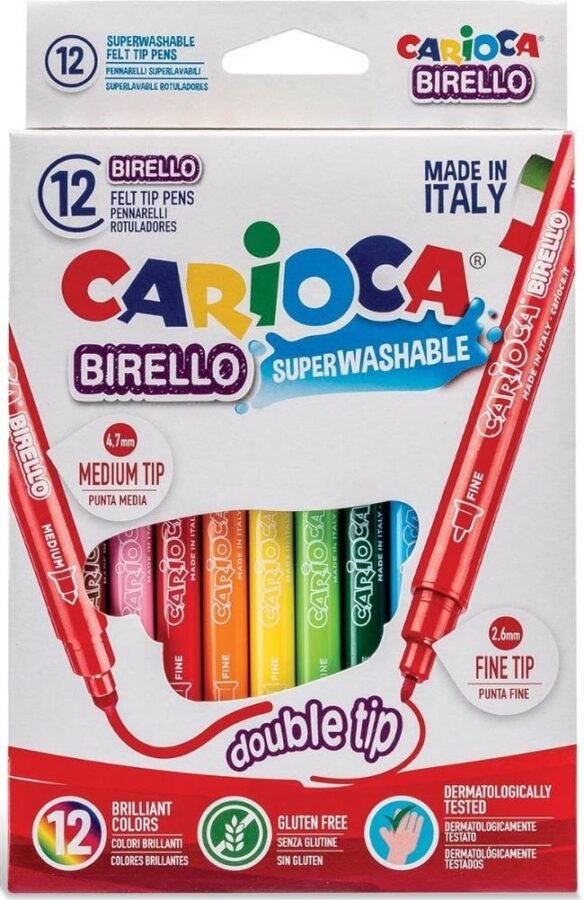 Двувърхи Флумастери Carioca Birello – 12 Цвята