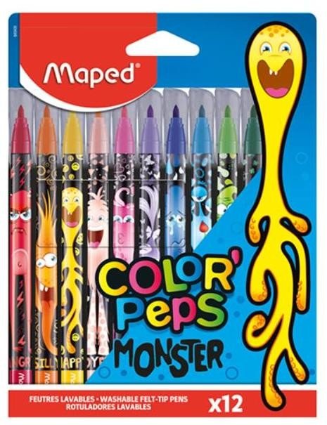 Комплект Флумастери Maped Color Peps Monster – 12 Цвята