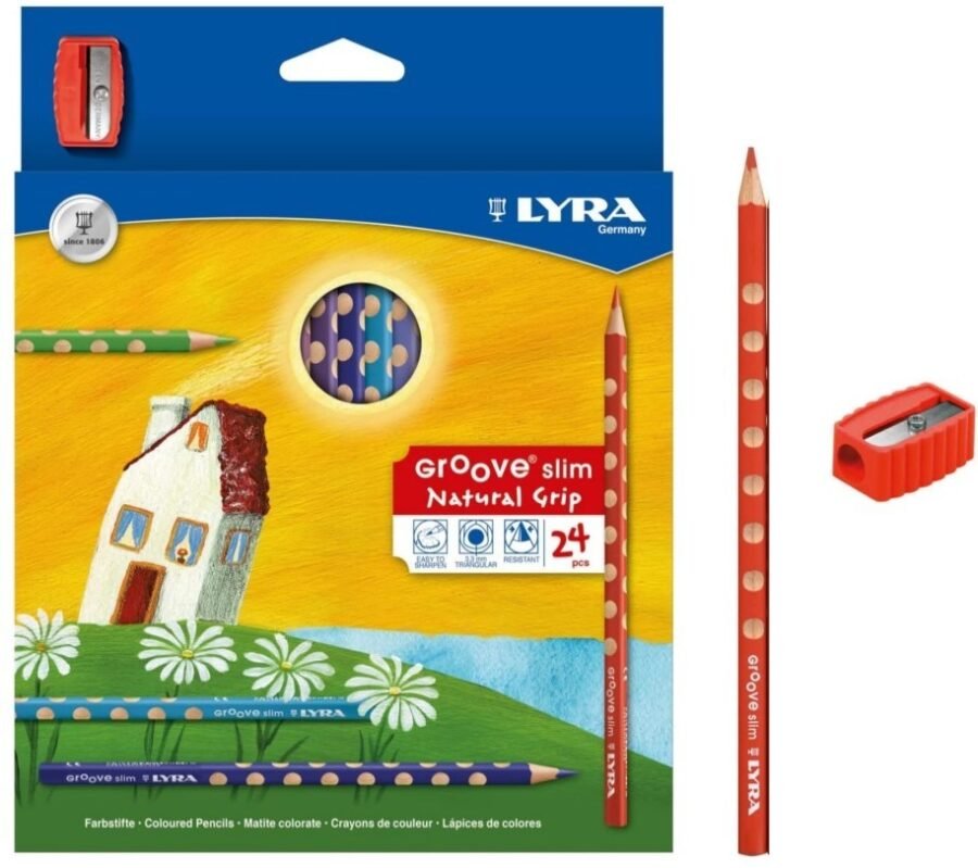 Цветни Моливи Lyra Groove Slim с Острилка – 24 Цвята