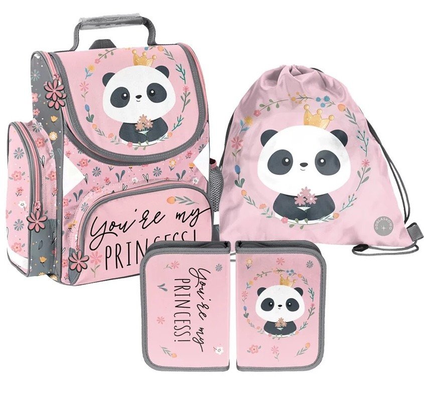 Ученически комплект 3 в 1 Paso Panda Princess – раница, несесер и спортна торба
