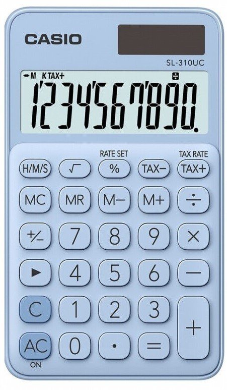 Калкулатор Casio SL-310UC, джобен, 10 dgt, светлосин