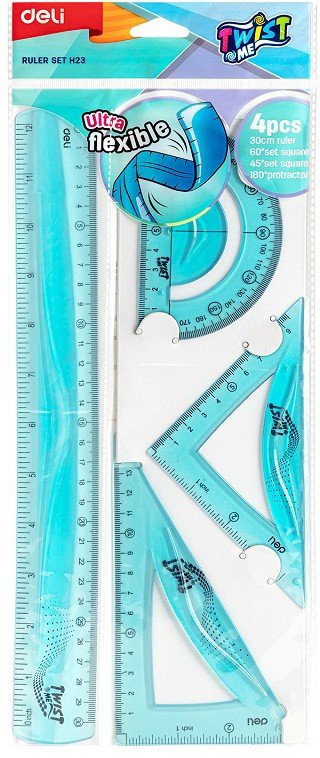 Комплект за чертане Deli Twist Me Flexible EH23 – 4 части, син