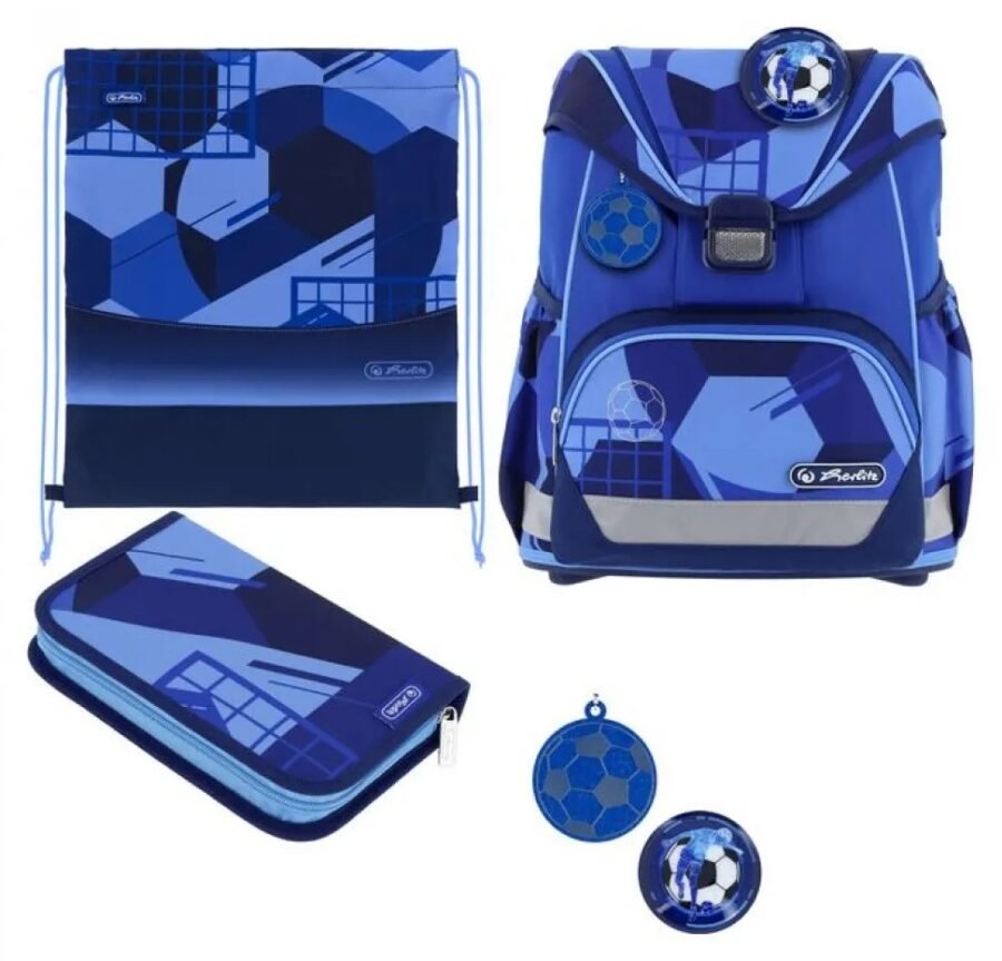 Ученически комплект Herlitz UltraLight Plus Blue Goal – раница, несесер и мешка
