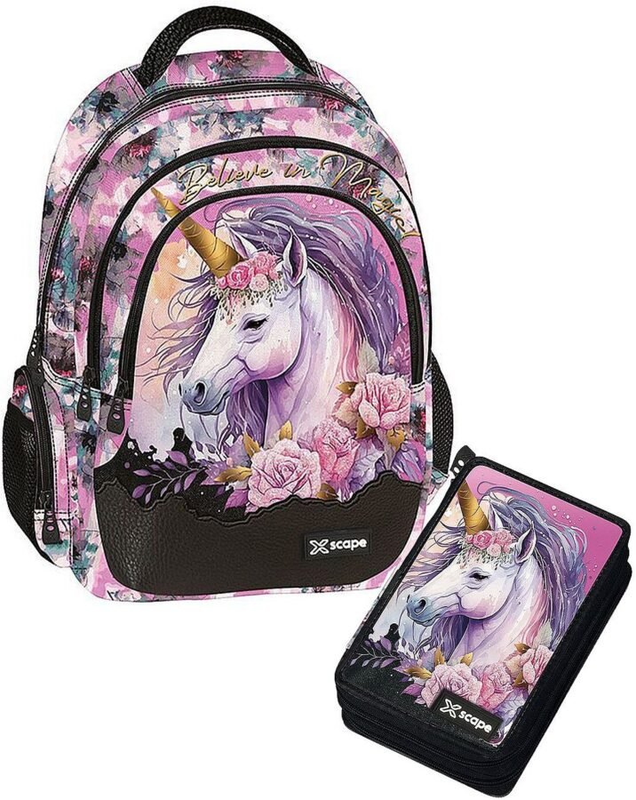 Ученически комплект раница с несесер с пособия Graffiti Xscape Unicorn