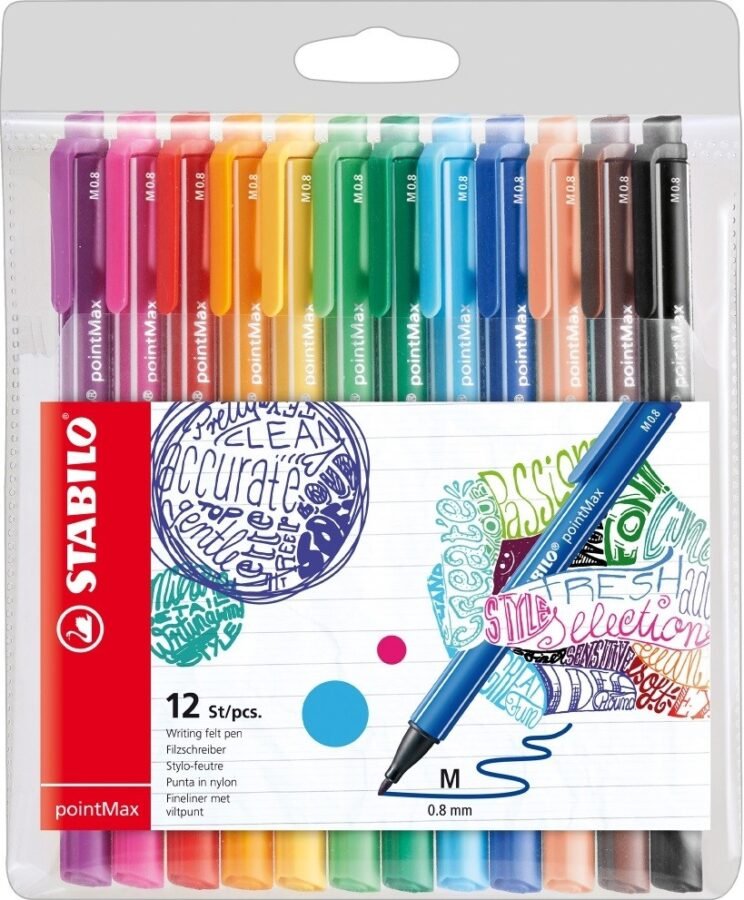Флумастери Stabilo pointMax – 12 Цвята