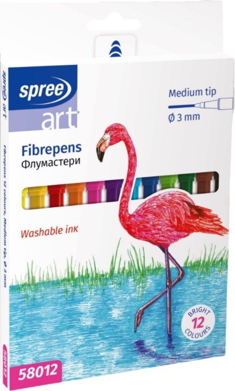 Флумастери Spree Art – 12 цвята, връх M