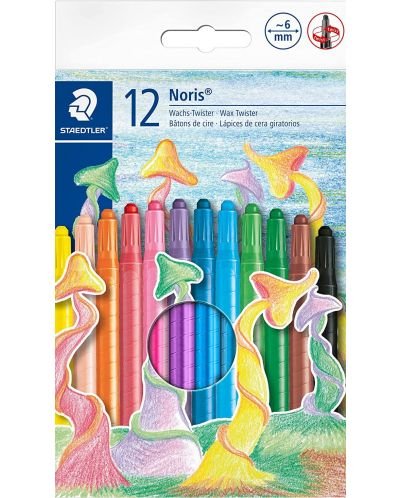 Пастели Staedtler Noris Club Twister – 12 цвята, с пластмасово тяло