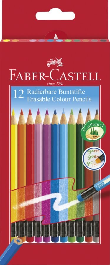 Комплект изтриваеми цветни моливи Faber-Castell – 12 броя