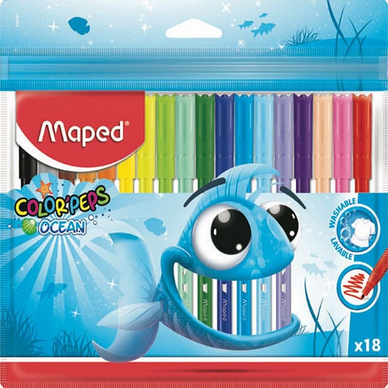 Комплект флумастери Maped Color Peps Ocean – 18 цвята