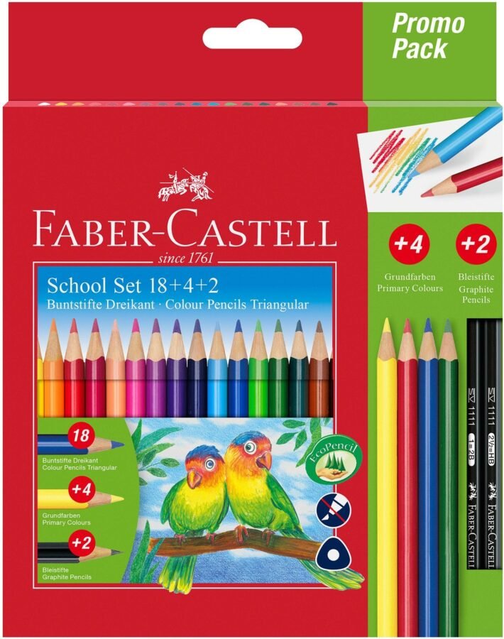 Цветни триъгълни моливи Faber-Castell Triangular – 24 броя