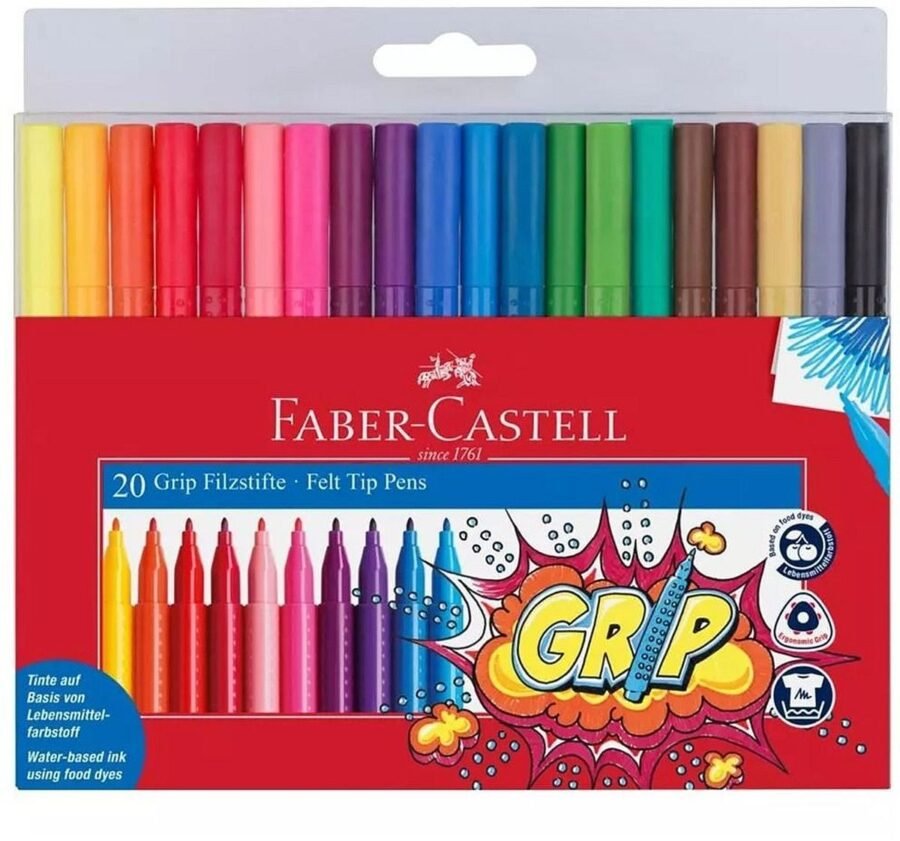 Флумастери Faber-Castell Grip – 20 цвята