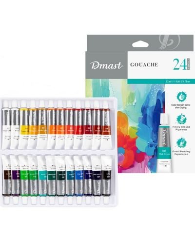 Темперни бои Deli Dmast – 24 цвята х 12 ml