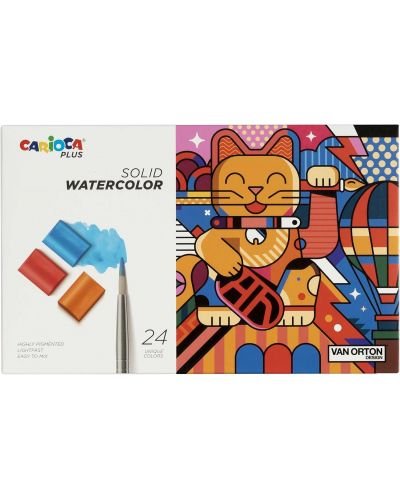 Водни бои Carioca Plus Van Orton – 24 цвята, с четка