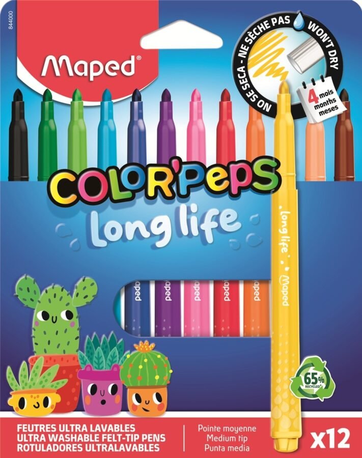 Флумастери Maped Color Peps Long Life – 12 цвята