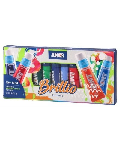 Темперни бои Junior Brillio – 10 цвята х 16 ml